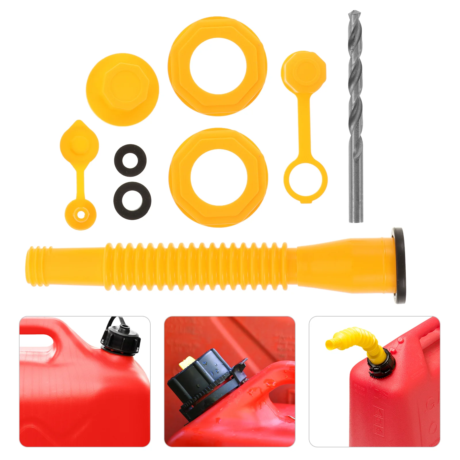 Gas Can Vent Kit Spout Nozzle Threaded Pipe One Piece Plastic Caps Nozzles for Cans Flexible Fuel