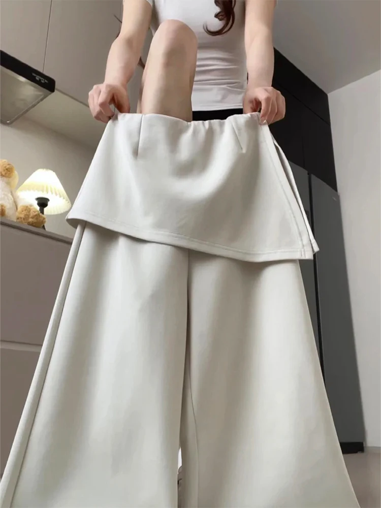White Wide Leg Pants High Waist Loose Fit Summer Thin New Style Korean Style Casual Straight Leg Trousers for Women