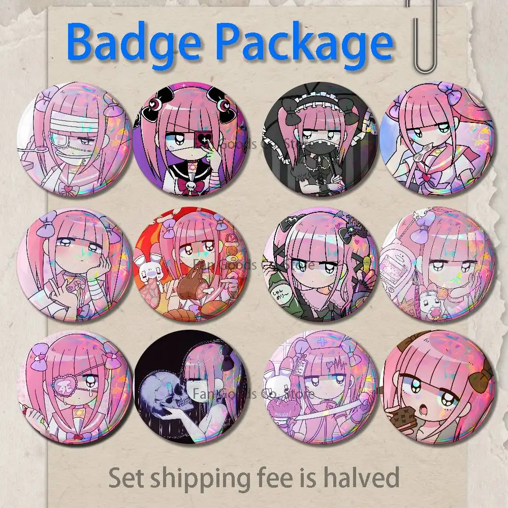 Cute M-Menhera C-Chan Girl 2-piece set Pins Backpack Clothes Jewelry Accessories Round Brooch Button