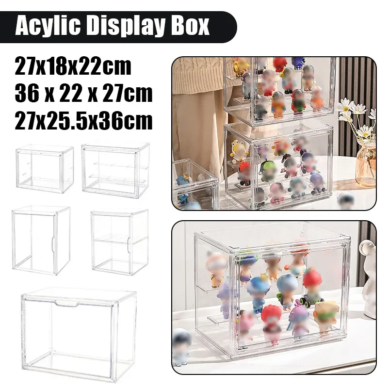 PET Three Layer PET Display Rack Transparent Ladder Handmade Anime Car Model Blind Box Storage Box Jewelry Box Magnetic Door