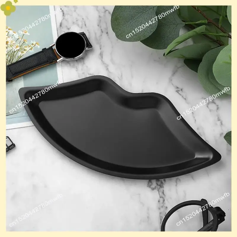 LDHL 2PCS Stainless Steel Lip Shaped Jewelry Tray Home Cosmetics Metal Tray Female Jewelry Storage Tray Decorative, Easy Install