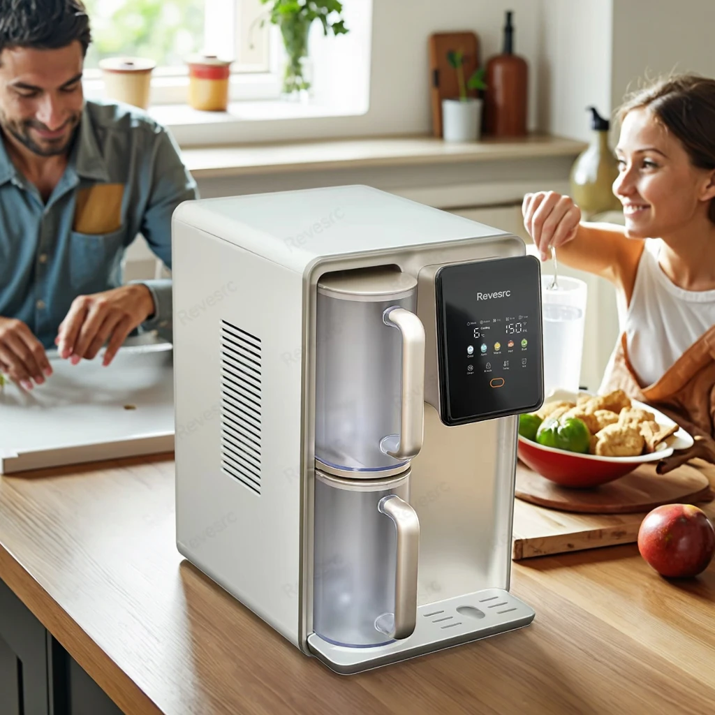 Eco-Friendly 5-in-1 Reverse Osmosis Water Filter 7 Temp Settings & 5 Water Volumes Smart Dispenser with Child Lock