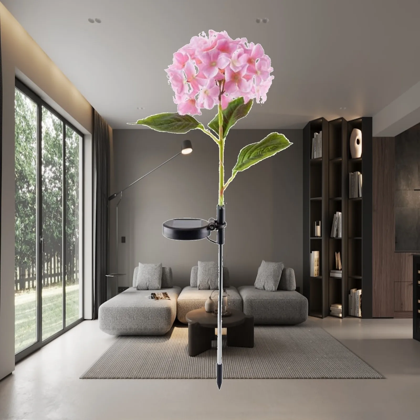 Outdoor Hydrangea Lamp Solar Powered Garden Lighting Floral LED Lamp for Balcony Yard Path Lawn Ambience