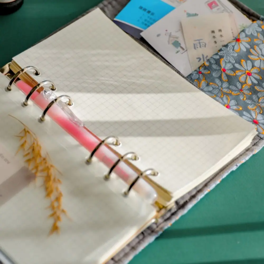 

90Sheets Flower Cloth Notebook Blank Grid Chinese Style Loose-leaf Notebook Student Diary Stationery A6 Writing Handbooks