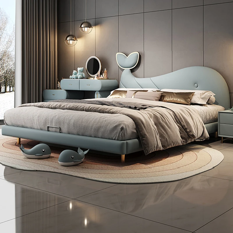 Decoração de luxo crianças camas normal barato simples único personalizado crianças camas design madeira moderno iluminado pour enfants móveis casa