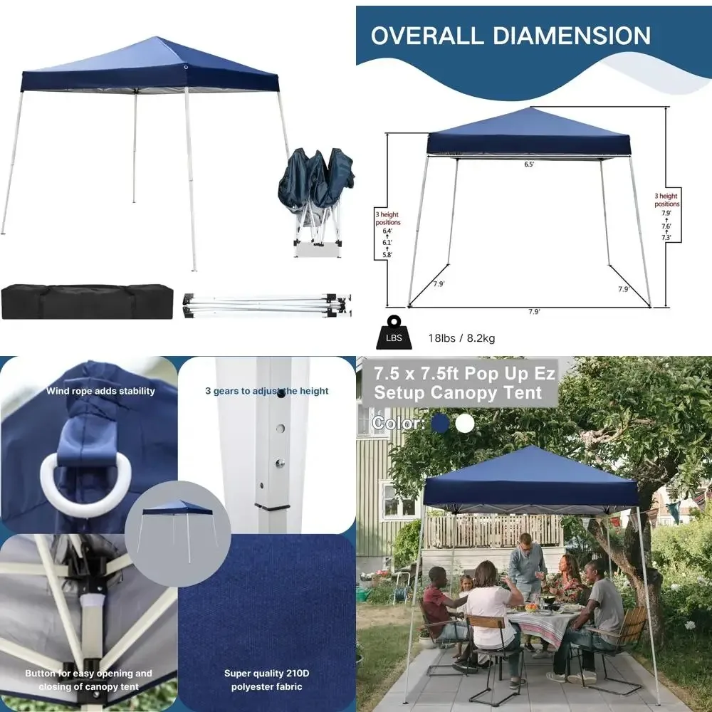

Instant Pop Up Gazebo Tent Waterproof UV Protection 7.8x7.8' for Commercial Use and Outdoor Parties