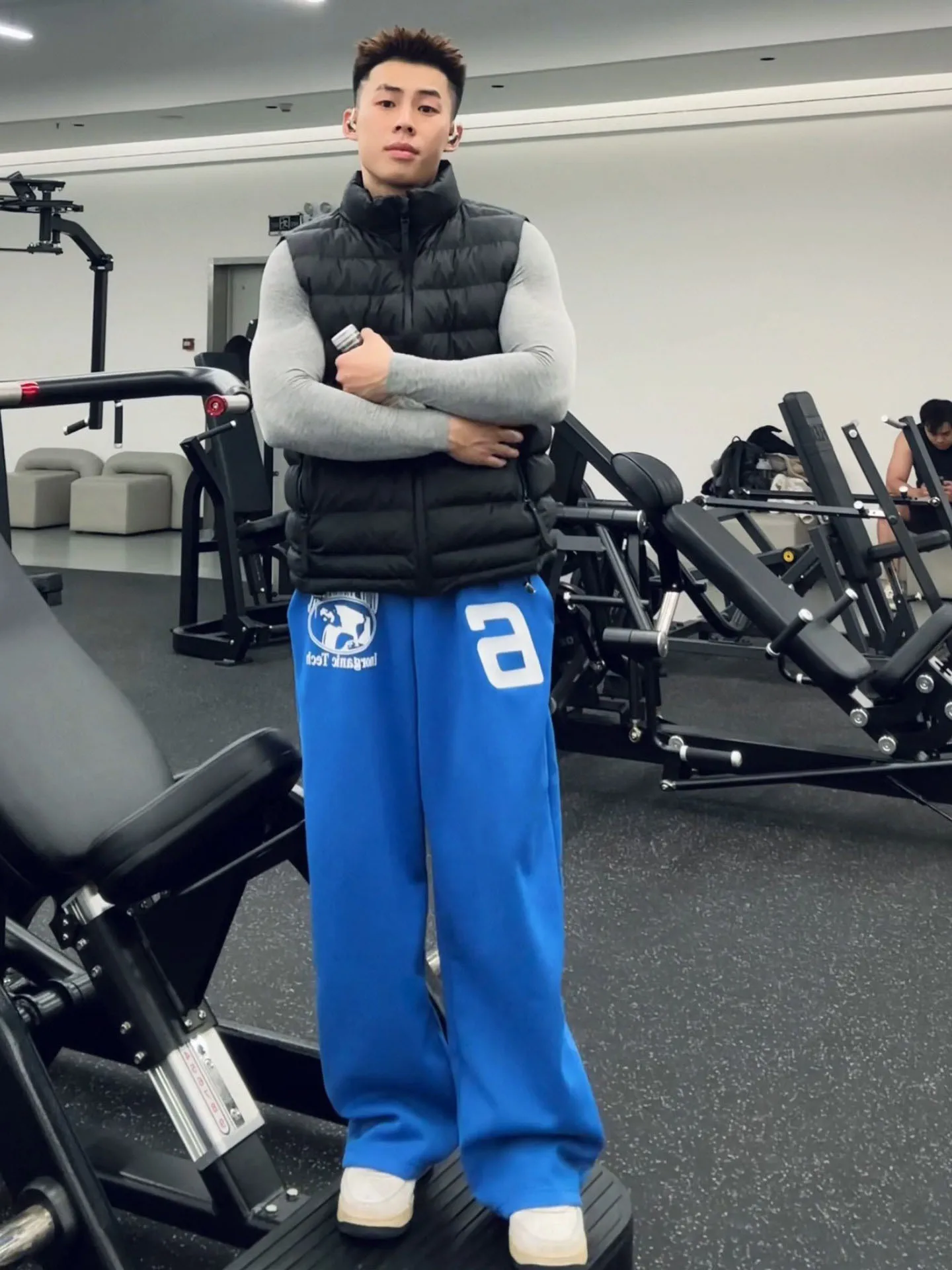 

Blue Printed Wide Leg Long Pants Men's Autumn Winter Heavy Street Dance Hiphop Trousers Trendy Brand Haome Drapey Wide Leg...