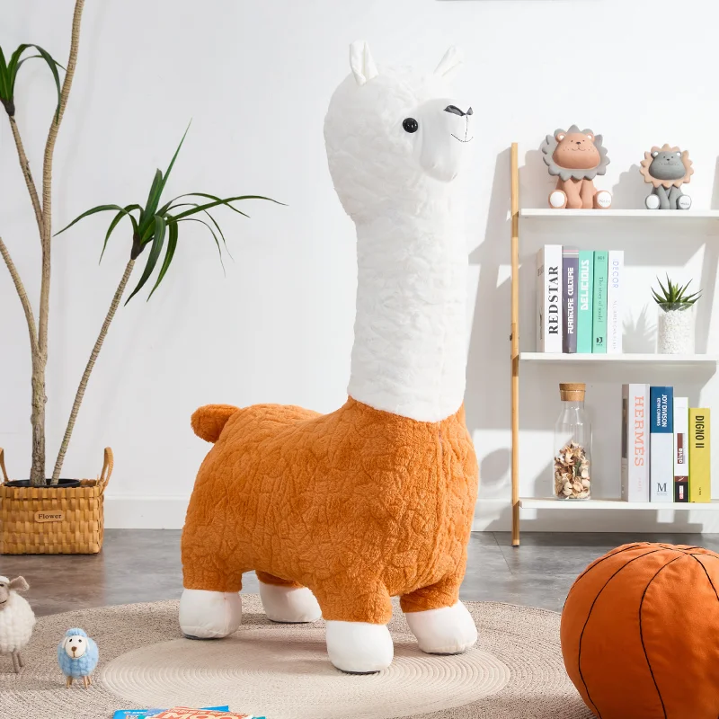 Velvet Fabric Alpaca Shape Chair Animal Chair Hot Sale Factory High Quality Living Room Animal Stool