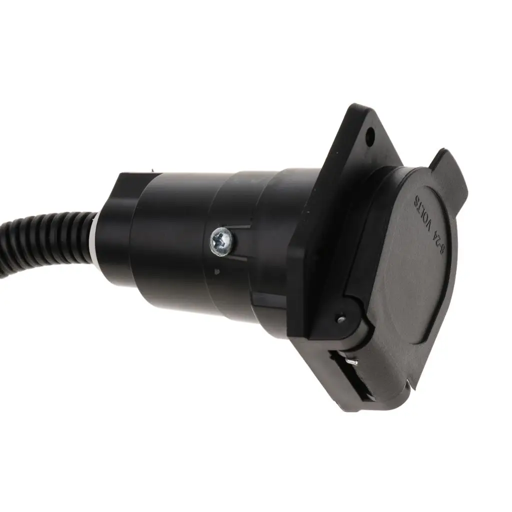

7 Way Trailer Plug Adapter Flat to Round Blade Receptacle Car Trailer Wiring Converter for Caravan and RV
