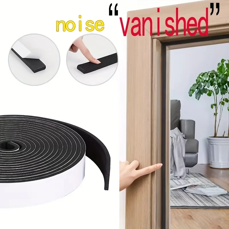 Black Industrial Rubber Noise‑Reducing Shock‑Absorbing Strips with Strong Adhesive Backing, Quiet Impact Dampers for Wooden Bed