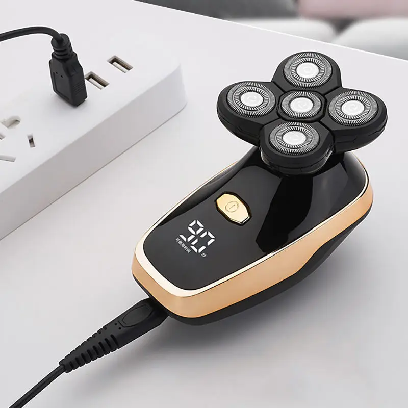 防水usb充電式5-in-1バリカンシェーバー脱毛器デジタルディスプレイ付きトリマービューティーキットメンズシェーバー