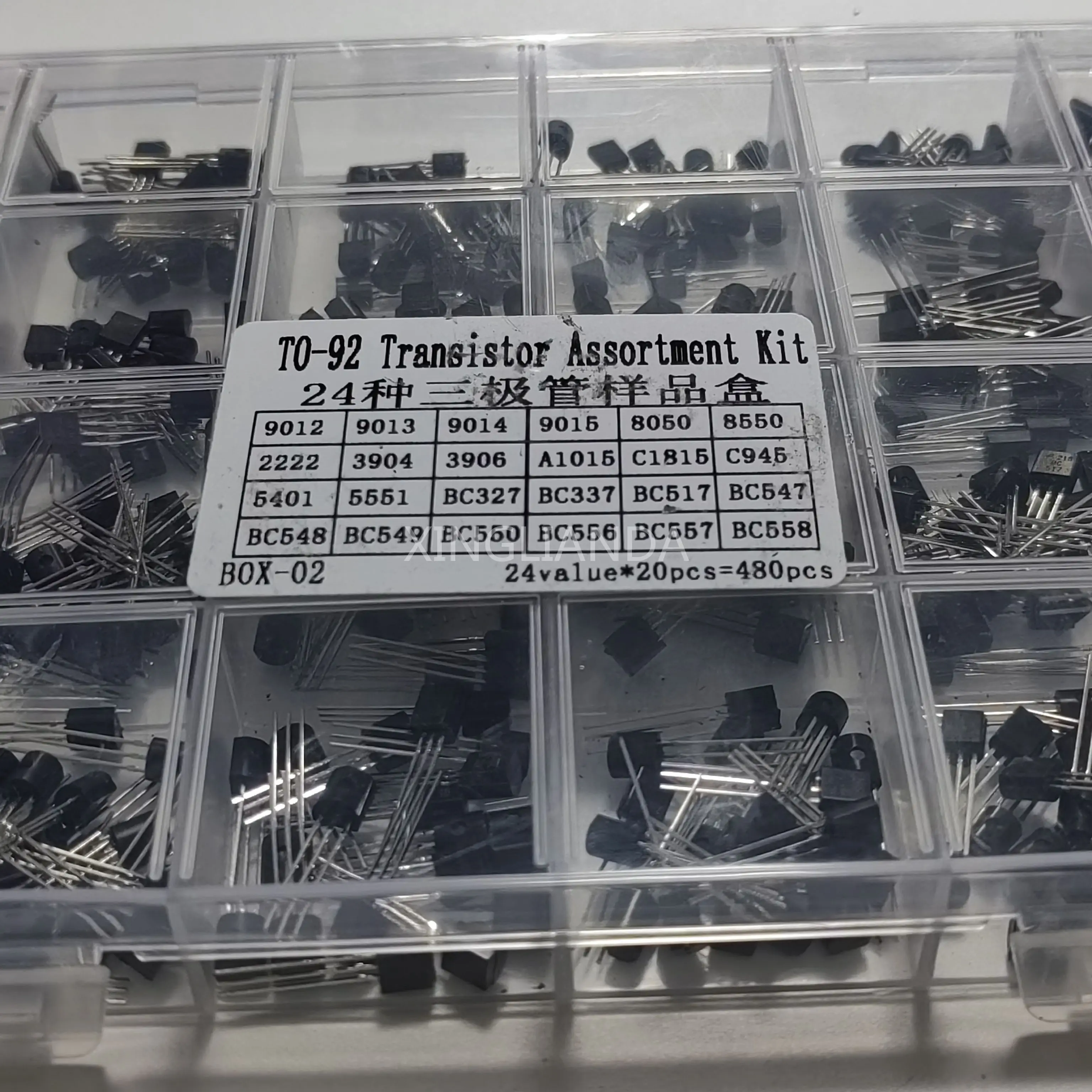 480pcs/box TO-92 Transistor Kit 24Values BC327 BC517 BC547 BC548 BC549 BC550 BC556 BC557 BC558 BC887 S8050 S8550 S9012 S9013