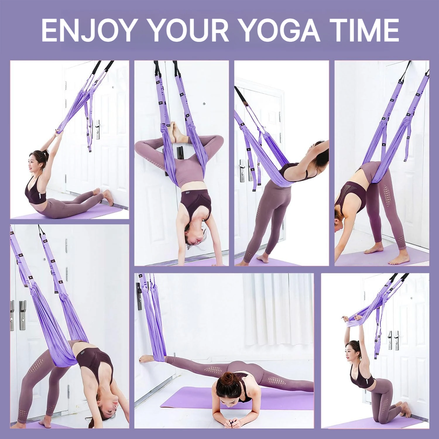 Picture 7: Adjustable Door Aerial Yoga Strap Home Yoga Swing Sling Stretch Trainer for Splits Backbends Dance Gymnastics Daily Practice