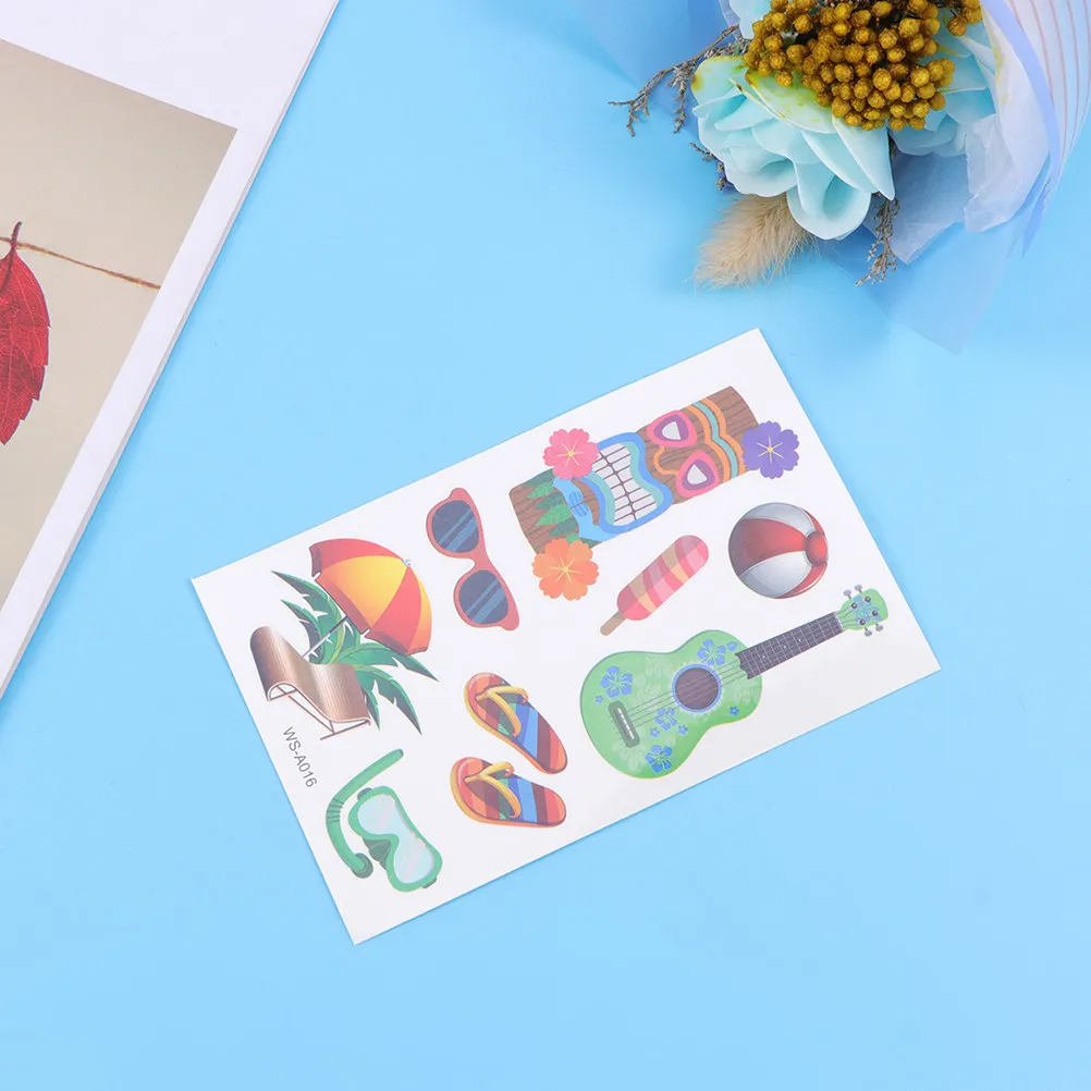 

6 Sheets All Parts Body Stickers Hawaii Fun Vibrant Kawaii Waterproof Cute Unique for Party