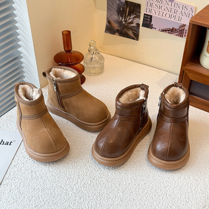 

2025 Fashion Children's Warm Snow Boots Winter New Warm and Anti Slip Girls' Cotton Thick Plush Comfortable Boot