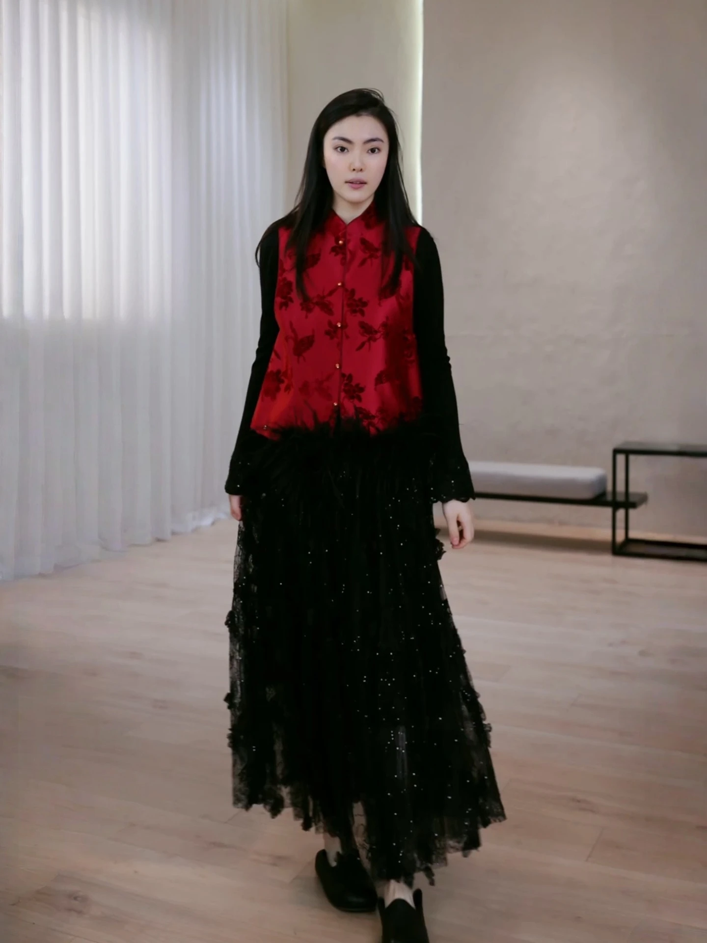 

Женская юбка Ele Lace с цветочным узором, эластичной талией и асимметричным подолом, из полиэстера, с высокой талией