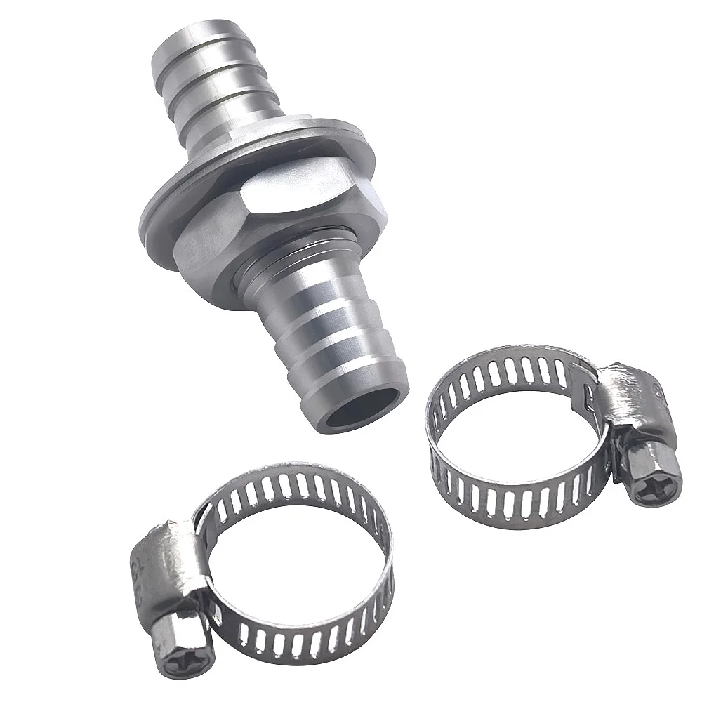 Double Ended Barb Stainless Steel 1/2 Hose Joiner Bulkhead Mount Connector for Fuel Water Air Line
