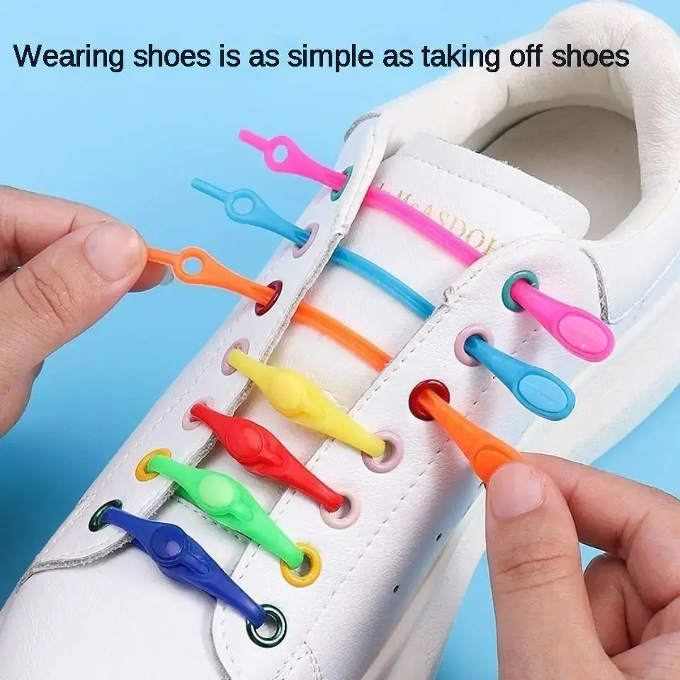 Fashion Silicone Shoelace Sneakers Laces Shoes Accessories Round Waterproof Elastic Shoelaces No Tie Lazy Shoe Lace