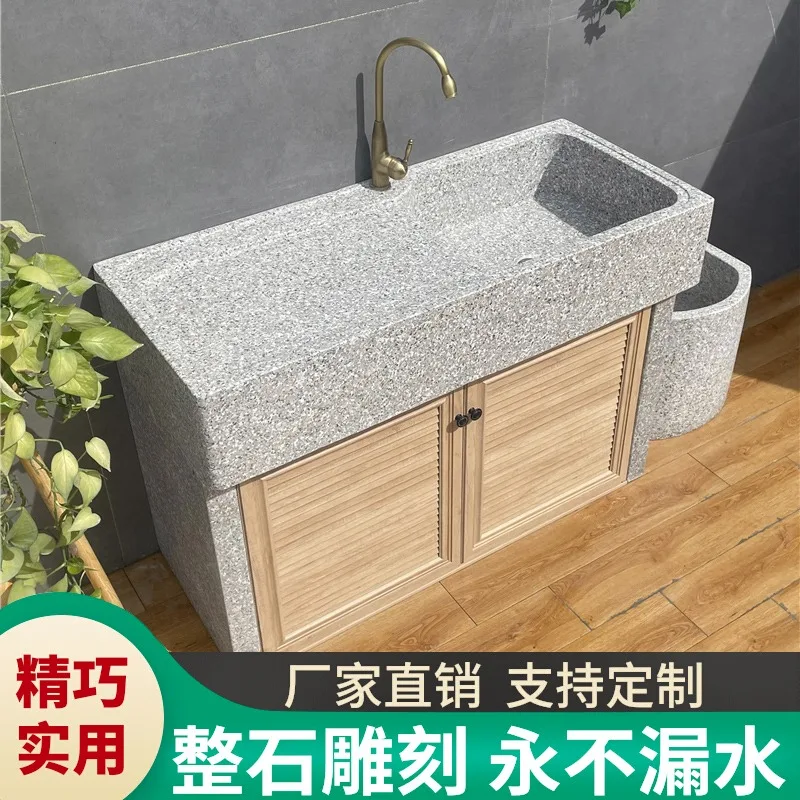 Outdoor stone laundry pool integrated sink marble courtyard vegetable wash basin natural whole stone granite wash basin