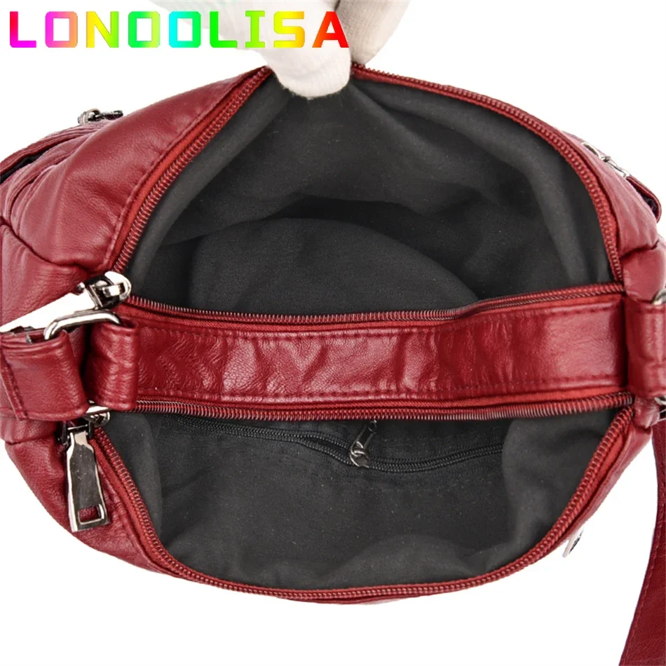 Bolso de cuero suave de alta calidad para mujer, bandolera de diseñador con múltiples bolsillos, 2024