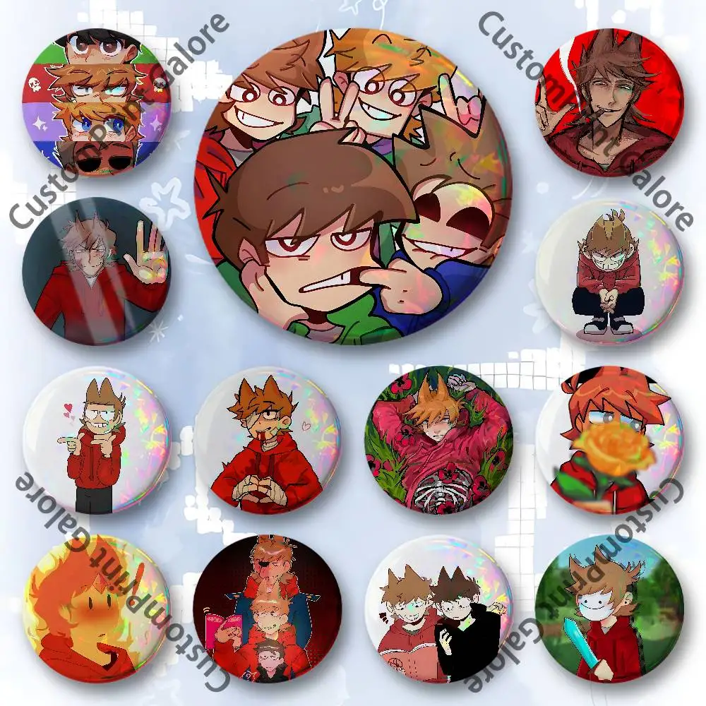 

E-Eddsworld Tord Laser Film Badge Tinplate Brooch Lapel Pin HD Print Badge for Decoration DIY Accessories Gift