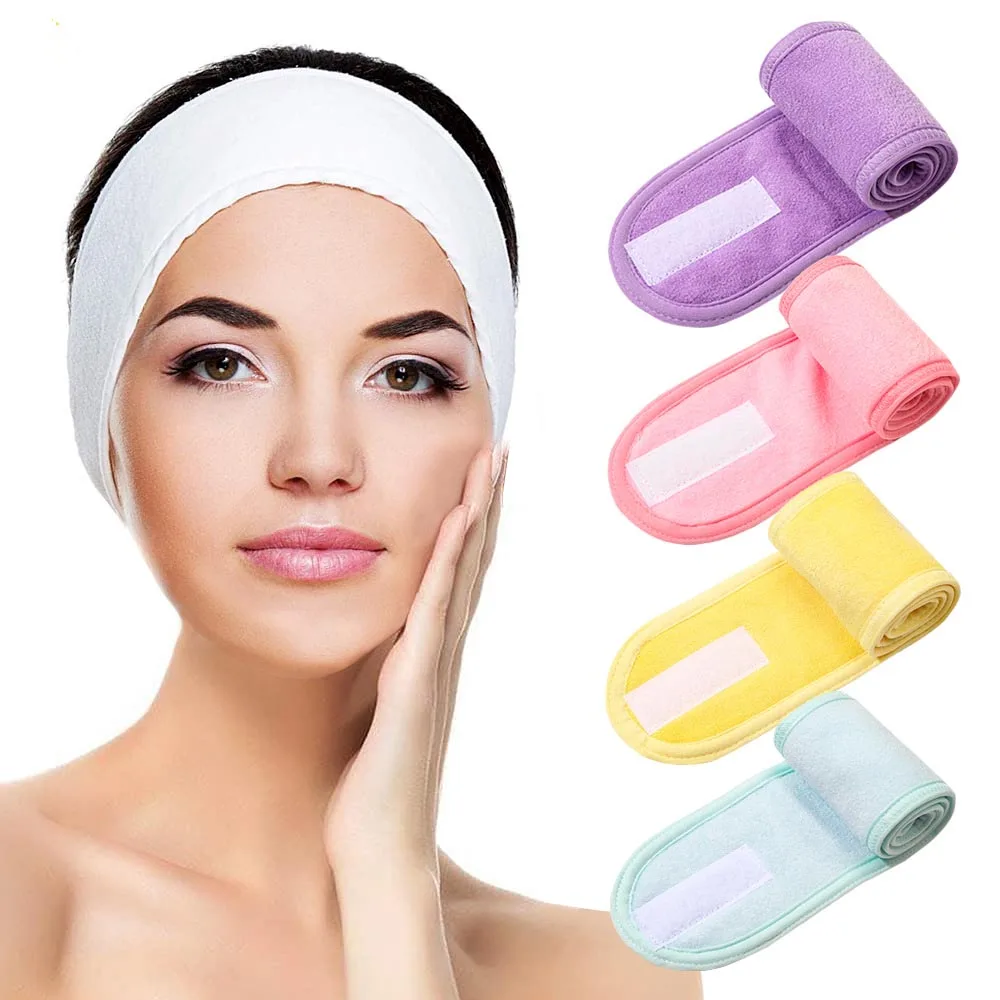 New Head Bands Adjustable Wide Hairband Spa Bath Shower Makeup Wash Face Cosmetic Headband For Women Ladies Make Up Accessories