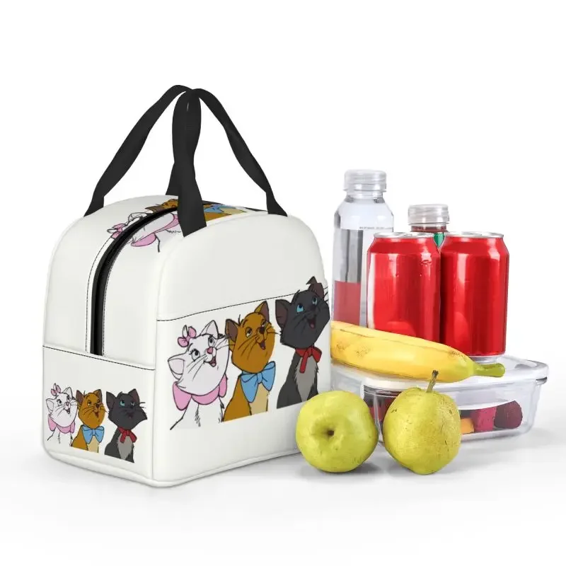 Marie Cat Lunch Bag Portable Cartoon Kitten Thermal Cooler Insulated Lunch Box Picnic Travel Food Tote Bags