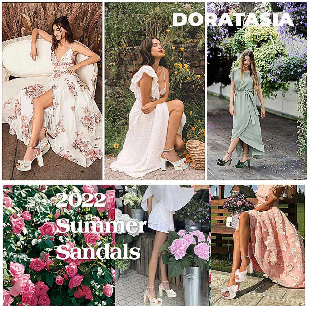 DORATASIA Brand INS Plus Size 43 Women Sandals High Heels Bowknot Platform Shoes Elegant Dress Party Wedding Summer Women Shoes