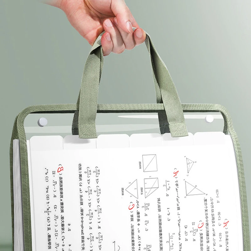 File Bag Portable Large Capacity Transparent Waterproof Hand-held Folder File Pocket Office Supplies Expandable File Storage Bag
