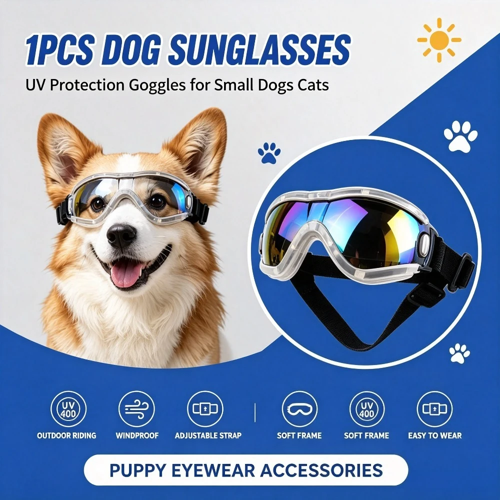 1Pcs Dog Sunglasses UV Protection Goggles for Small Dogs Cats Pet Eyewear Outdoor Riding Windproof Glasses Puppy Accessories