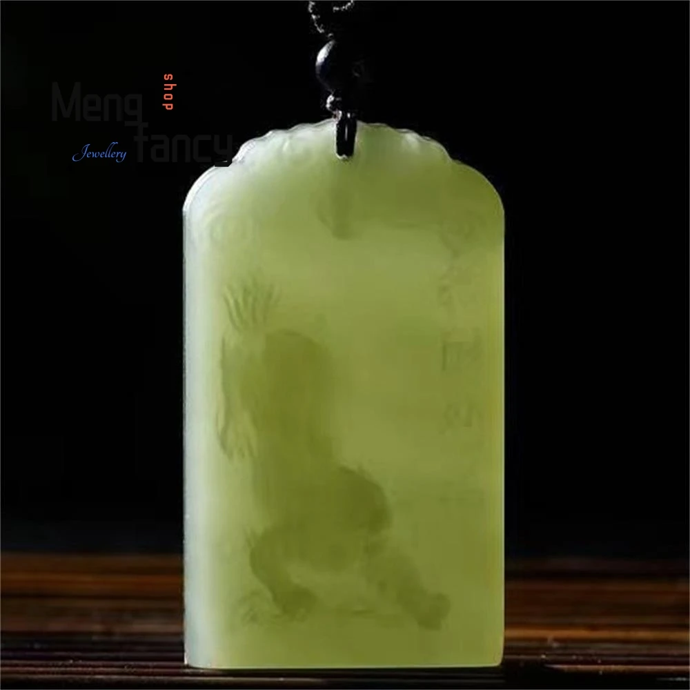 Natural Afghan Greenish White Jade Attract Wealth Receive Blessings Pi Xiu Pendant National Style Fashion Jewelry Holiday Gifts