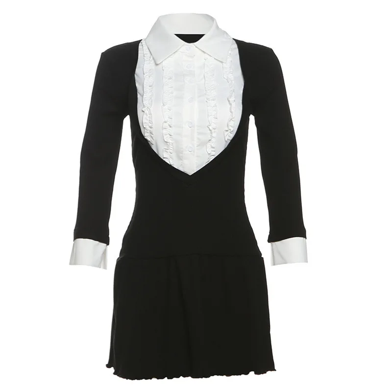 ملابس نسائية لخريف وشتاء 2024 عصرية بنمط جديد على الموضة الفرنسية بألوان متباينة وطية صدر السترة على شكل حرف a #6