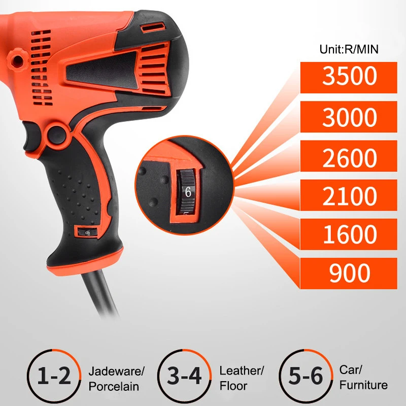 220V 800W do polerowania samochodu regulacja 6 biegów elektryczna maszyna do polerowania 3500 obr/min pielęgnacja lakieru samochodowego polerowanie woskowe narzędzie do naprawa maszyn