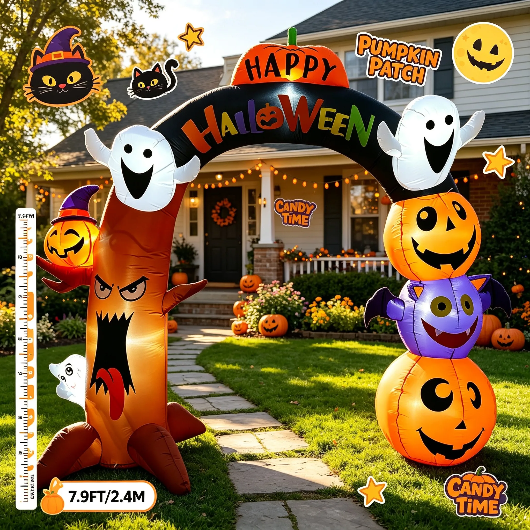 Halloween Archway Outdoor Holiday Decorations LED Inflatable Arch Model For Backyard Garden Halloween Party Decor