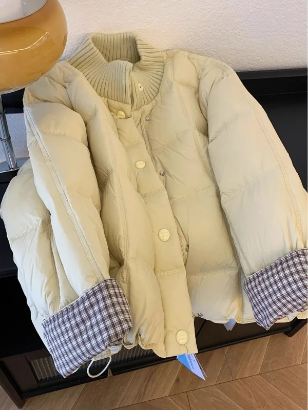 

Korean Sle round Ne Patchwork Sve Cotton Jaet Women's Winter New Loose Thi Warm Bread Sle Outerwear Coat