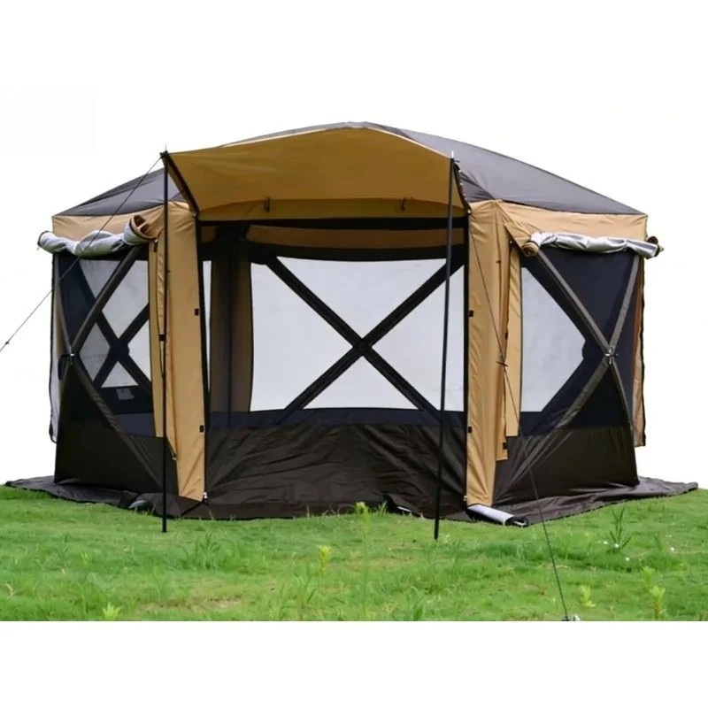 Customized 8-10 Person Luxury Four-Season Family Camping Tent 210D Oxford Fabric One Bedroom  High-End Waterproof Outdoor Design