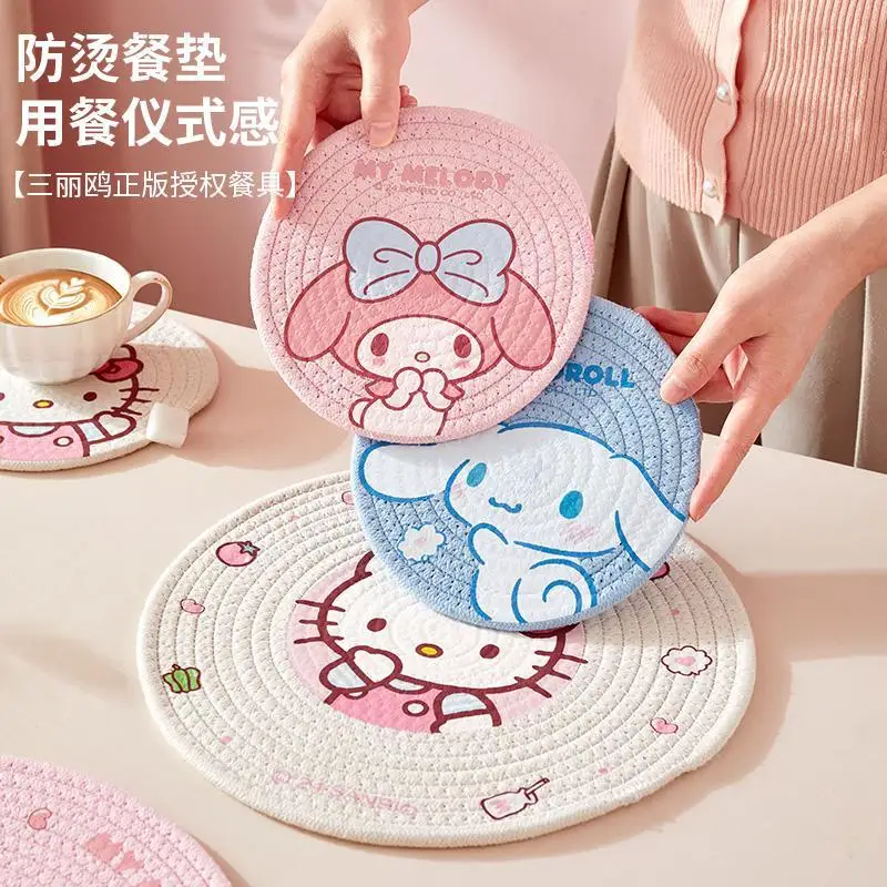 Sanrios Hellokittys Insulated Placemat Cinnamoroll My Melody Anime Home Waterproof Pot Holder Cartoon Table Mat Cute Bowl Mat