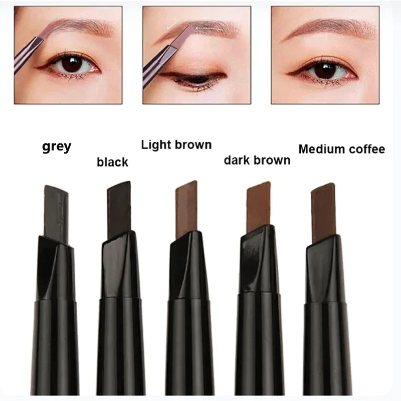 5 Color Double Ended Eyebrow Pencil Waterproof Make Up Long Lasting No Blooming Rotatable Triangle Eye Brow Tattoo Pen Makeup