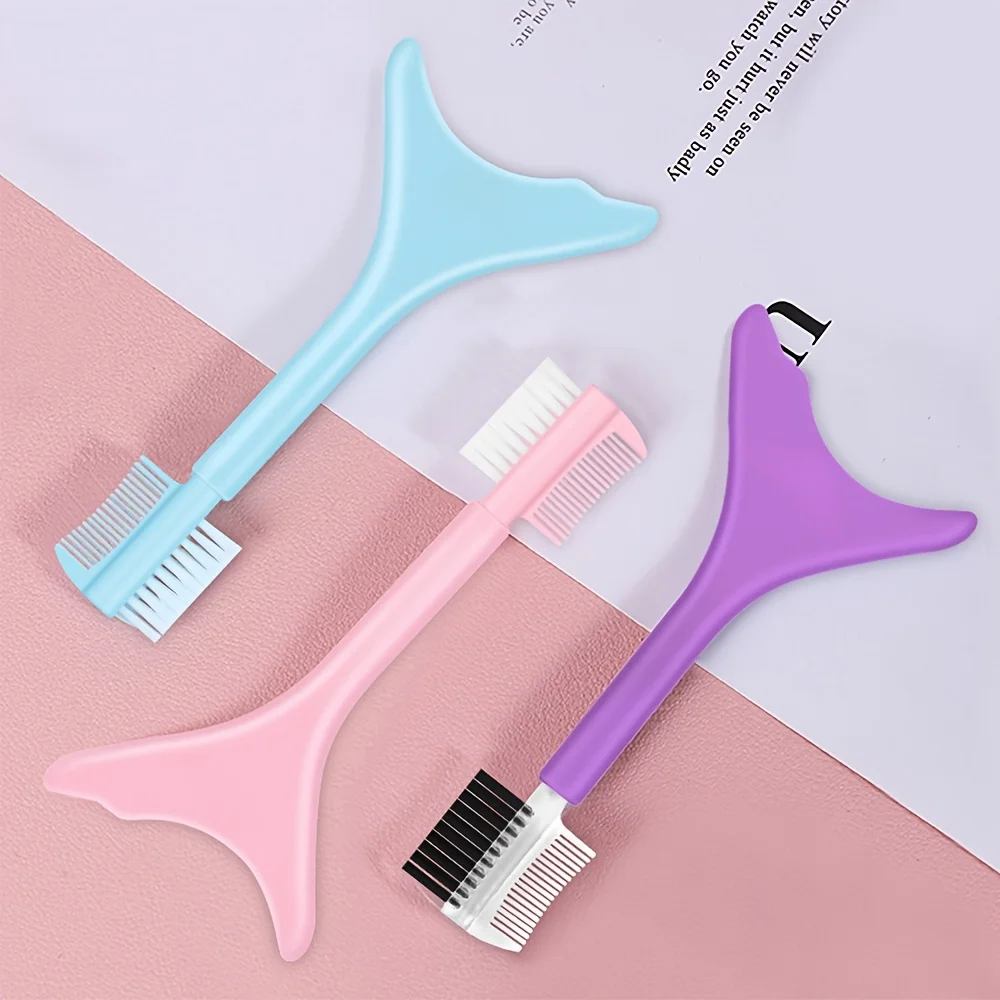 3-piece multifunctional silicone makeup tool set, featuring eyeliner brush, mascara brush, and eyebrow comb with nylon bristles
