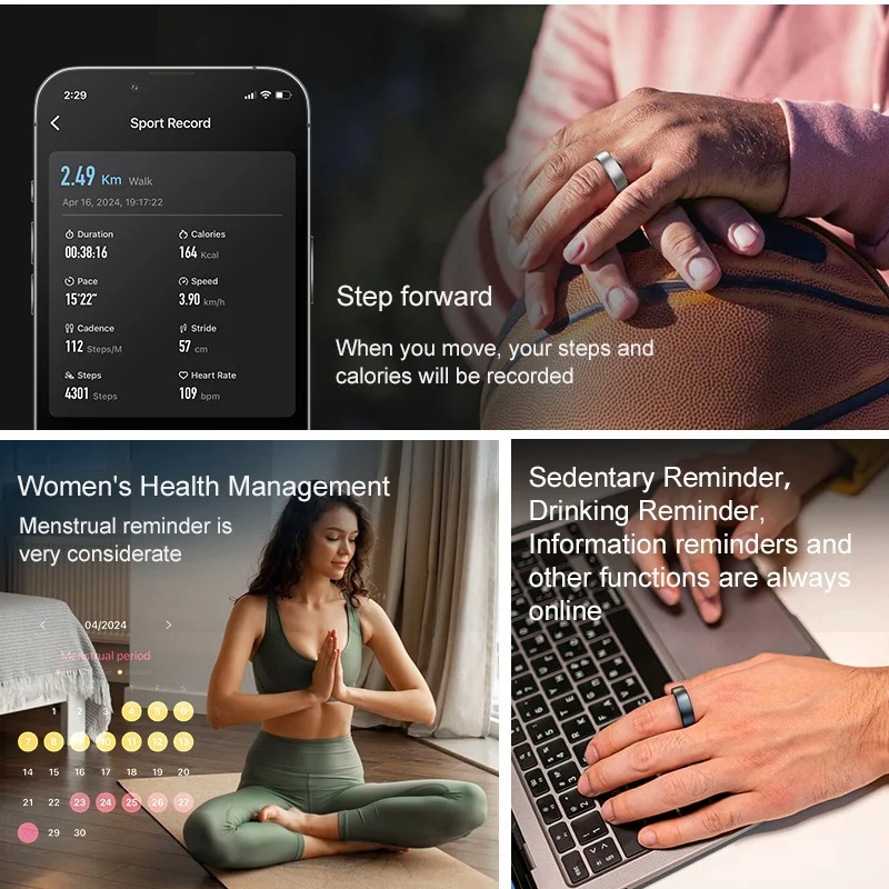 Премиум-беспроводная зарядка, двойной чип PD, монитор сердечного ритма, температуры сна, умное кольцо для пар