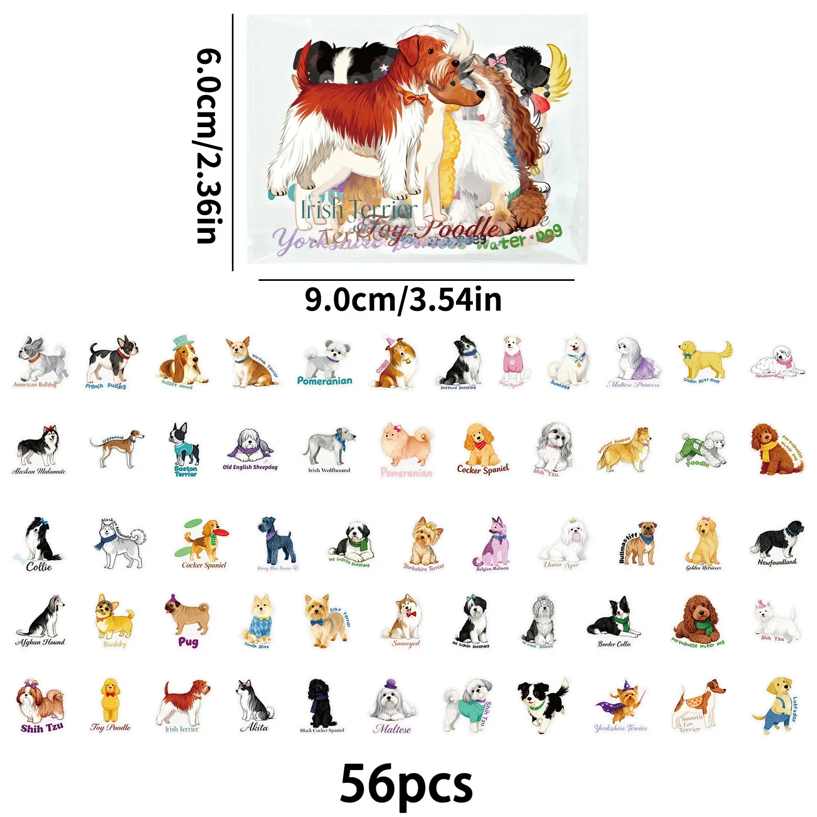 50 SZTUK Uroczych Naklejek z Kreskówkowymi Psy, Graffiti PET, Kawaii Zwierzęta, Przezroczyste Naklejki DIY na Bagaż, Telefon, Gitarę, Album do Wyklejania, Zabawki dla Dzieci