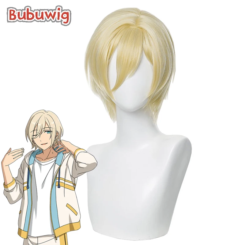 Bubuwig Synthetic Hair Tenshouin Eichi Cosplay Wigs Ensemble Stars Tenshouin Eichi 35cm Long Blonde Party Cos Wig Heat Resistant