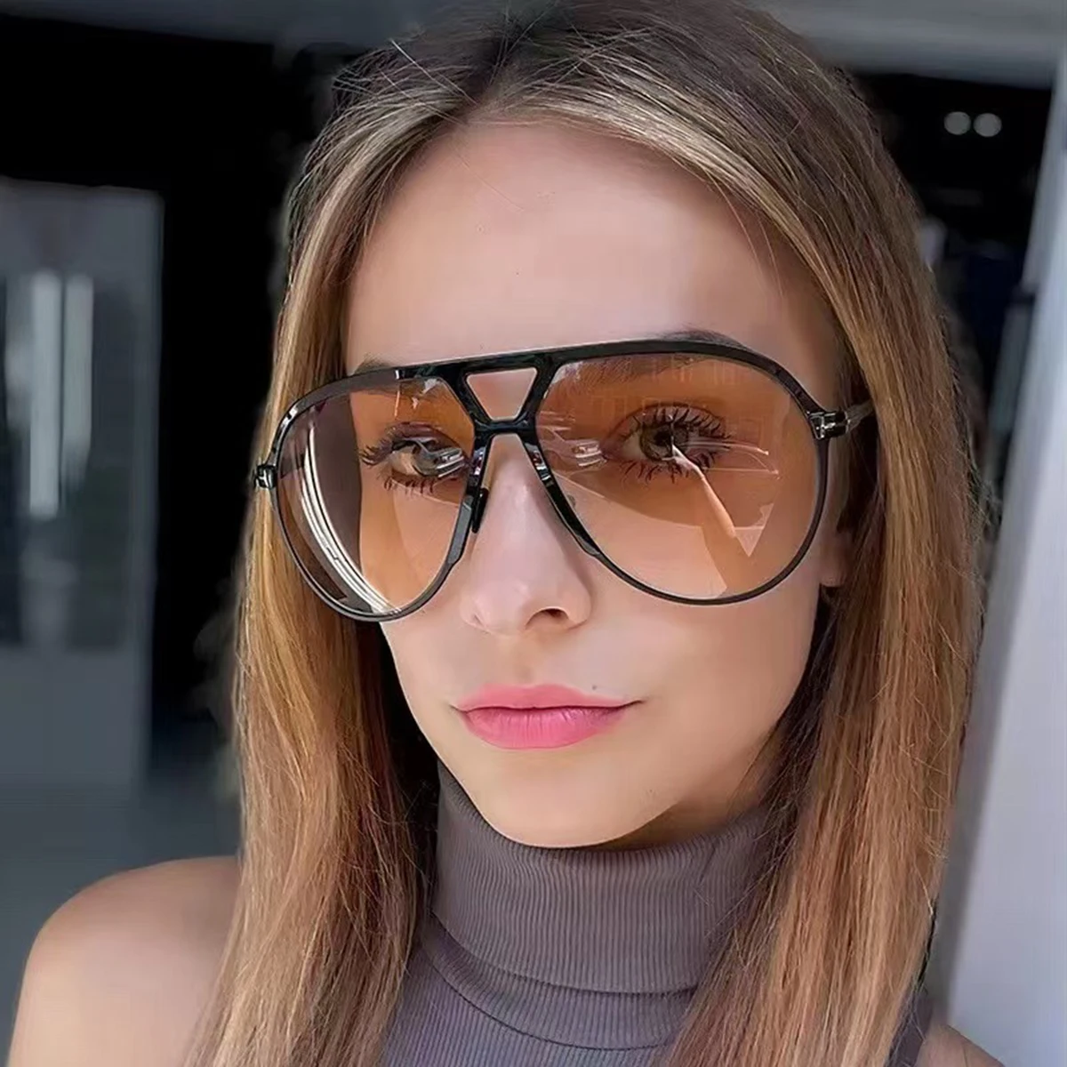 

New Stylish Double-beam Sunglasses Personality T-shaped Frog Mirror Outdoor Driving Fishing Sunscreen Sunglasses