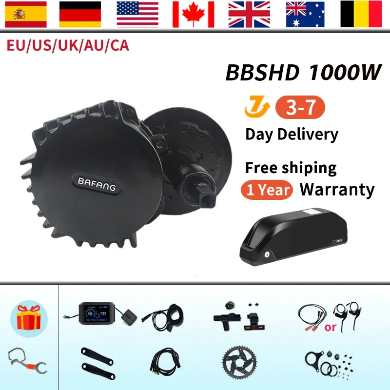 

BAFANG 52V 1000W Mid Drive BBSHD BBS03 E-BIKE Motor Kits with Lithium Battery Electric Bicycle Complete Ebike Conversion Kit