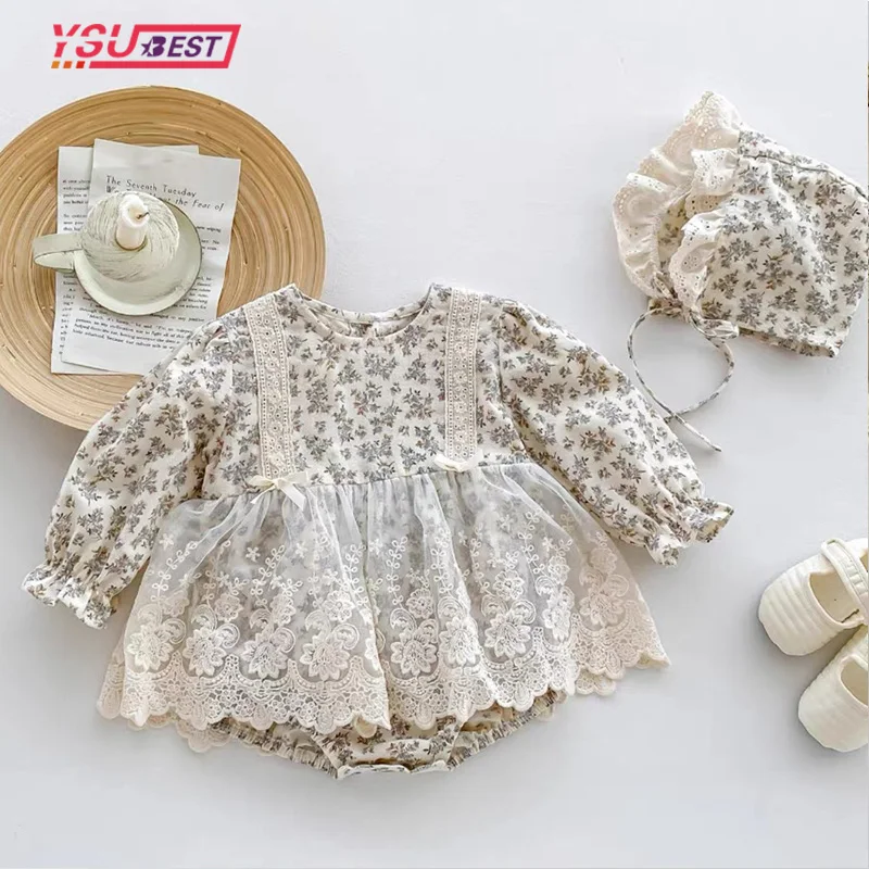 

Autumn Newborns Girs Romper 0-3Y Toddler Girls Bodysuit Baby Clothes Princess Cotton Lace Collar Toddler Baby Girl Sweet Clothes