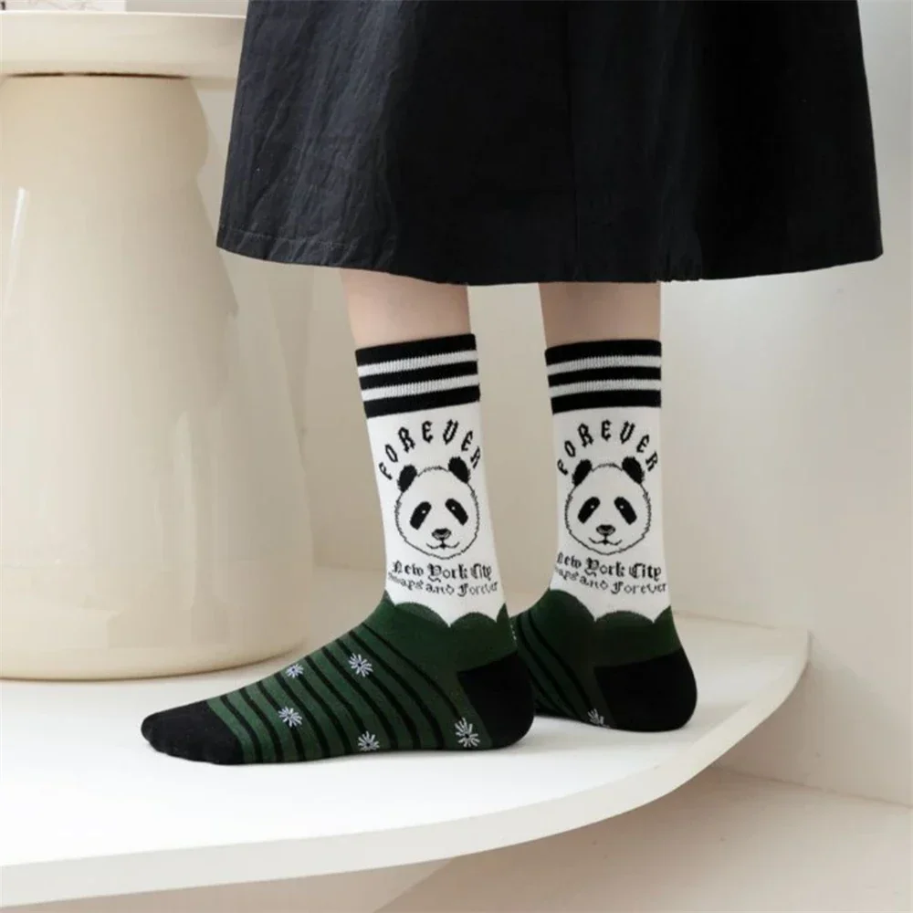 New Cute Panda Socks Ins Fashion Cartoon Skateboard Hipster Streetwear Dance Sport Happy Women Tube Sokken Dropship