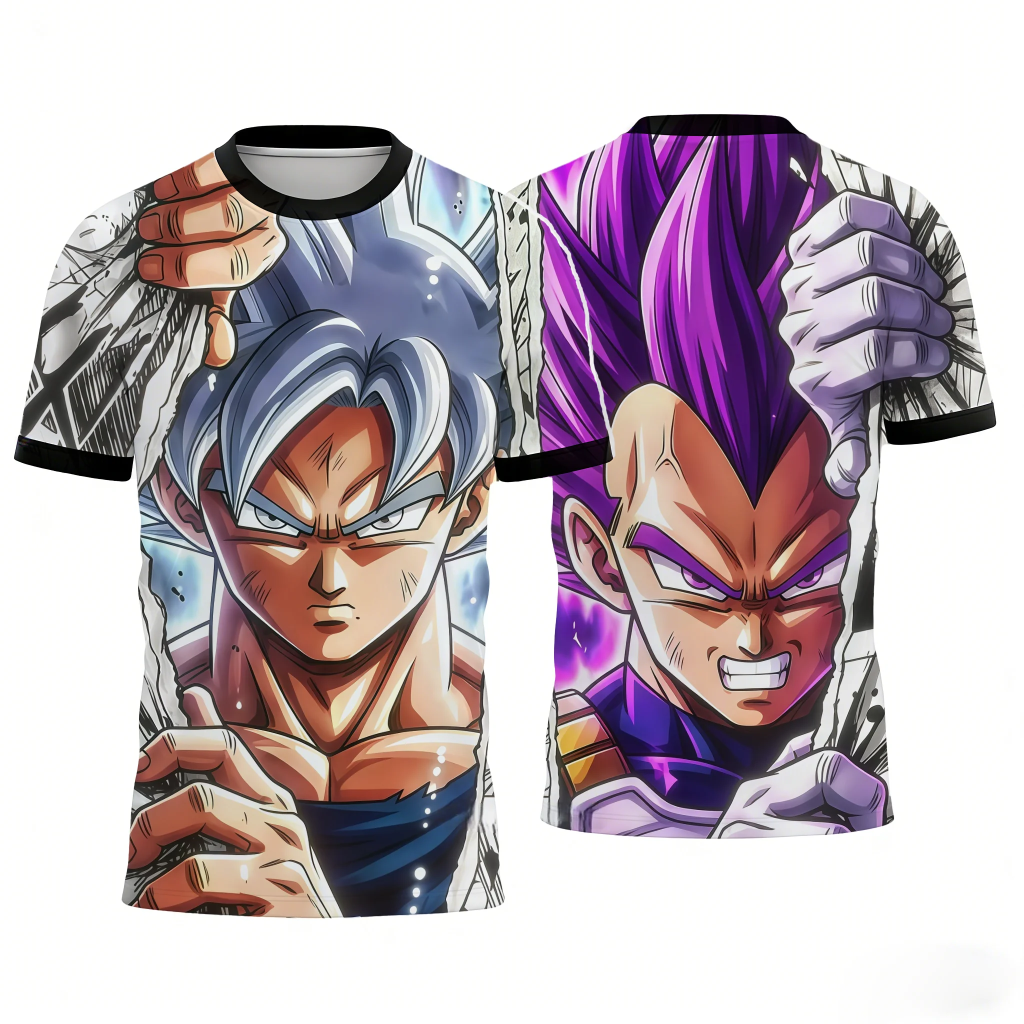 2026 Dragon Ball Goku Vegeta Anime 3D Print T-shirts Casual Short Sleeve Tees Kids Fashion Streetwear Family Matching Outfits