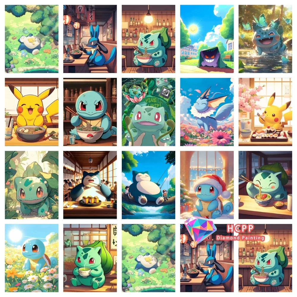 Pikachu Bulbasaur Squirtle Anime Diamond Painting Kit Square Round Diamond 5D DIY Mosaic Handmade Art Exquisite Gift Home Decor