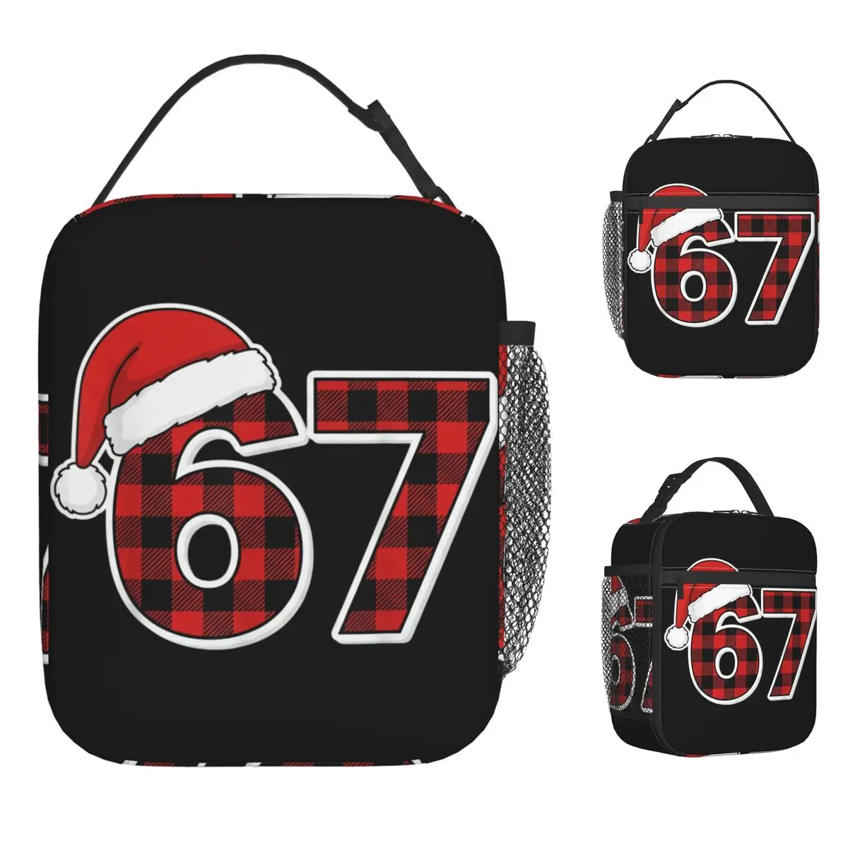 

Сумка-ланчбокс для путешествий, винтажная, термоизолированная, с забавным рождественским принтом в красную клетку, для мужчин и женщин, 67 Meme Funny Christmas