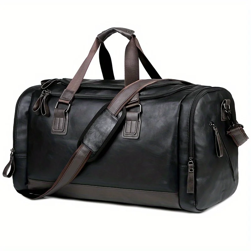 Elegant Men'S Travel Duffel, Adjustable, Multi-Compartment, Large-Capacity, for Weekend Trips & Casual Outings